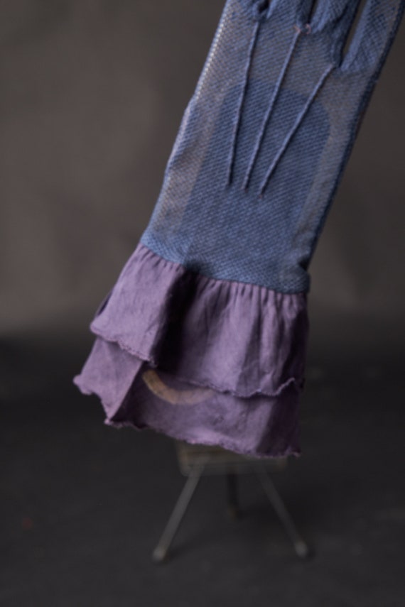 1940s Sheer Navy Ruffle Gloves Gem