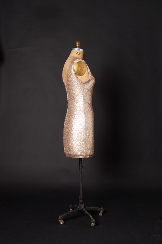 Gold Sequin Stretch Mini Dress - image 4