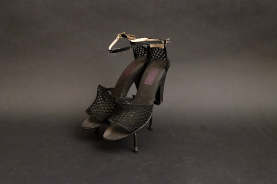 Vintage Jacques Cohen Black Fishnet Heels