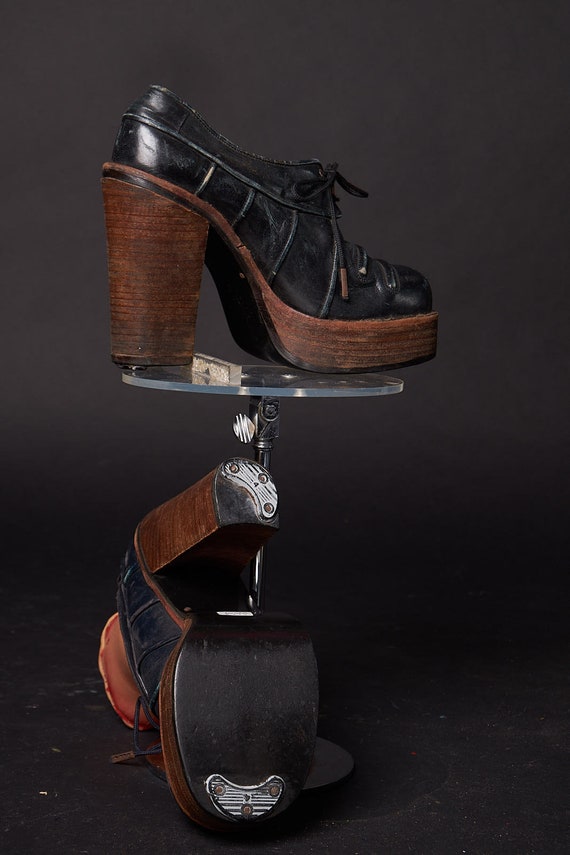 1970s Platform Oxfords Heels Shoes - image 5