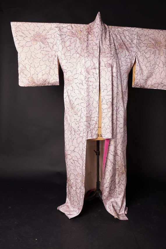 1970s Purple Flowered Kimono - image 5