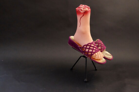 1960 70s Oomphie Velvet Bedroom Boudoir Slippers S