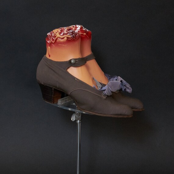 Pair Of Edwardian Mary Jane Heels Shoes Gray