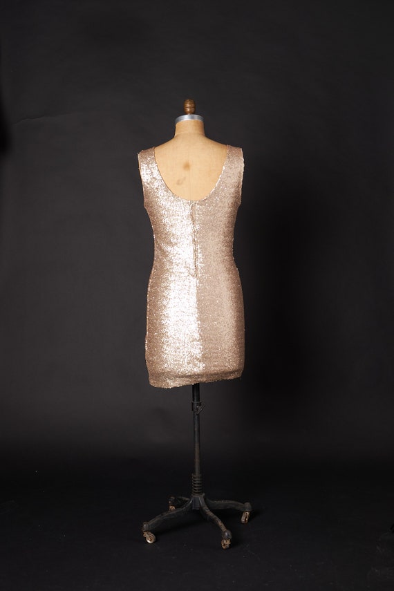 Gold Sequin Stretch Mini Dress - image 3