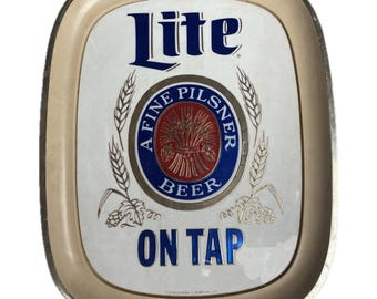 Vintage Miller Lite On Tap Plastic Bar Beer Wall Sign