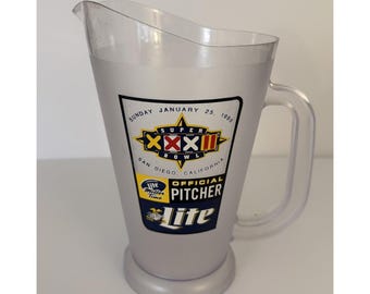 Superbowl XXXII Collectible Official Miller Lite Beer/Beverage Pitcher Vintage