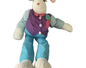 Vintage Lillian Vernon Life Size Easter Bunny Plush Stuffed Figure Boy 60"