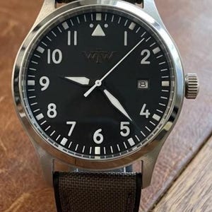 Aviation Field Watch, Automatic Black Dial, Stainless Steel, Cordura Silicone Hybrid Strap Bild 3