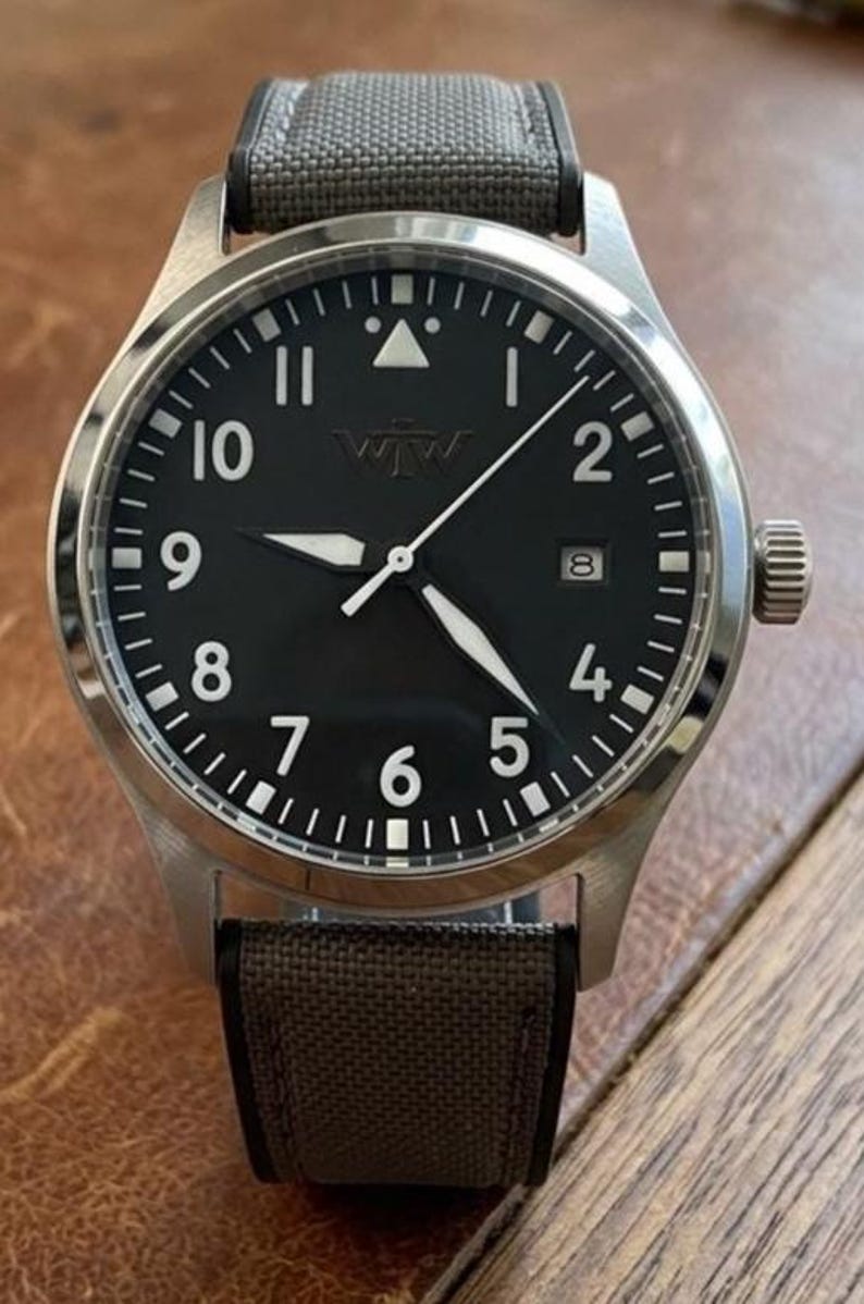 Aviation Field Watch, Automatic Black Dial, Stainless Steel, Cordura Silicone Hybrid Strap Bild 3