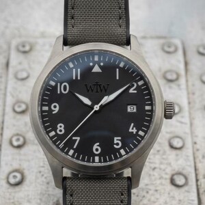 Aviation Field Watch, Automatic Black Dial, Stainless Steel, Cordura Silicone Hybrid Strap Bild 2