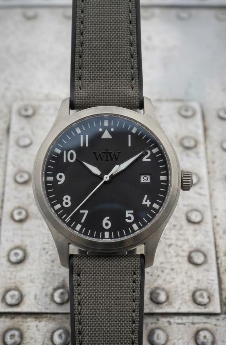 Aviation Field Watch, Automatic Black Dial, Stainless Steel, Cordura Silicone Hybrid Strap Bild 2