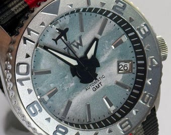 Aviation Inspired Automatic Watch, Jetstream Mechanical Timepiece, Dual Time Pilot Style, 12 Hour Bezel