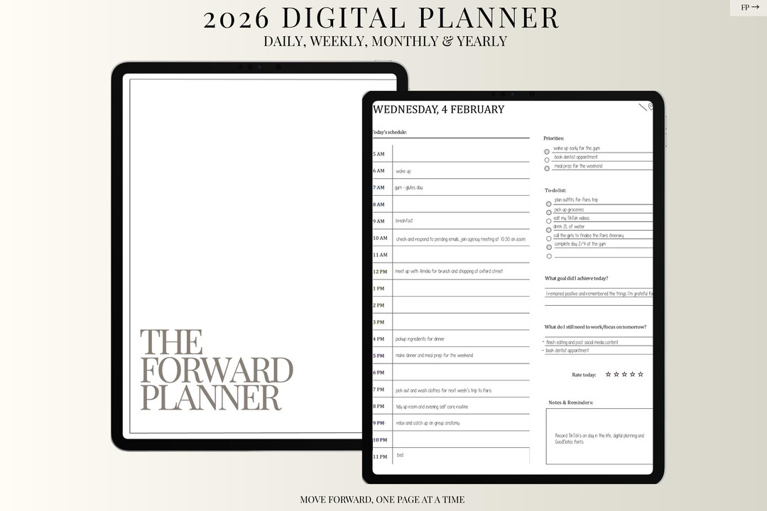 2026 Minimalist Digital Planner, Daily Weekly Monthly, iPad Goodnotes ...