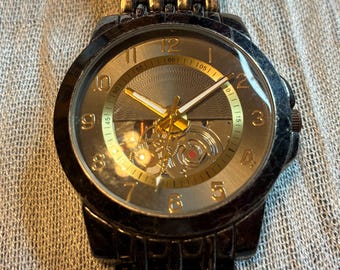Men's Skeleton Dial Quartz Analog Wrist Watch