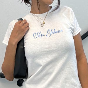 Custom Mrs Shirt | Personalized Bride Shirt Crop Top Future Mrs Shirt Custom Bachelorette Shirt Bachelorette Shirts, Bride Shirt Baby Tee