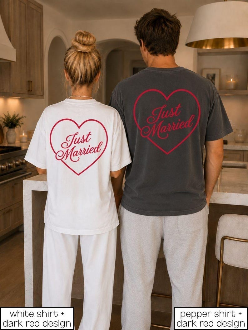 Just Married Shirts Mr and Mrs Gifts Honeymoon Outfits Matching Honeymoon Custom Couple Shirts Future Mrs Engaged Shirt, Mrs Personalized Bride Shirt | Custom Engaged Shirt, Custom Mrs Shirt, Custom Wife Shirt. Bachelorette Shirts. Custom Bachelorette Shirt. Bachelorette Party Shirts. Bride Shirt, Custom Bride, Custom Husband Wife Shirts This is a personalized getting ready outfit for wedding day or matching honeymoon outfits. Perfect for a wedding gift. It's a comfort colors 1717 shirt.
