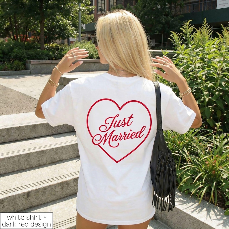 Just Married Shirts Mr and Mrs Gifts Honeymoon Outfits Matching Honeymoon Custom Couple Shirts Future Mrs Engaged Shirt, Mrs Personalized Bride Shirt | Custom Engaged Shirt, Custom Mrs Shirt, Custom Wife Shirt. Bachelorette Shirts. Custom Bachelorette Shirt. Bachelorette Party Shirts. Bride Shirt, Custom Bride, Custom Husband Wife Shirts This is a personalized getting ready outfit for wedding day or matching honeymoon outfits. Perfect for a wedding gift. It's a comfort colors 1717 shirt.