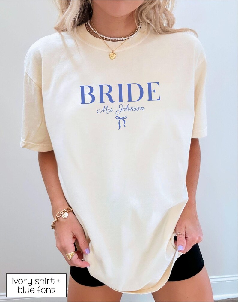 Bride Shirt, Bridesmaid Shirts Bridesmaids Proposal Maid of Honor shirt Matron of honor shirt, Future Mrs Engaged Shirt, Mrs Personalized Bride Shirt | Custom Engaged Shirt, Future Mrs Engaged, Custom Mrs Shirt, Custom Wife Shirt. Bachelorette Shirts. Custom Bachelorette Shirt. Bachelorette Party Shirts. Bride Shirt, Custom Bride, Custom Bridesmaid Shirts, Bridal party. A comfort colors 1717 shirt for a wedding day, perfect for wedding getting ready outfits.