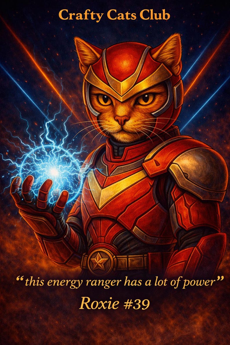 Roxie Power Ranger Cat Art Print - Etsy