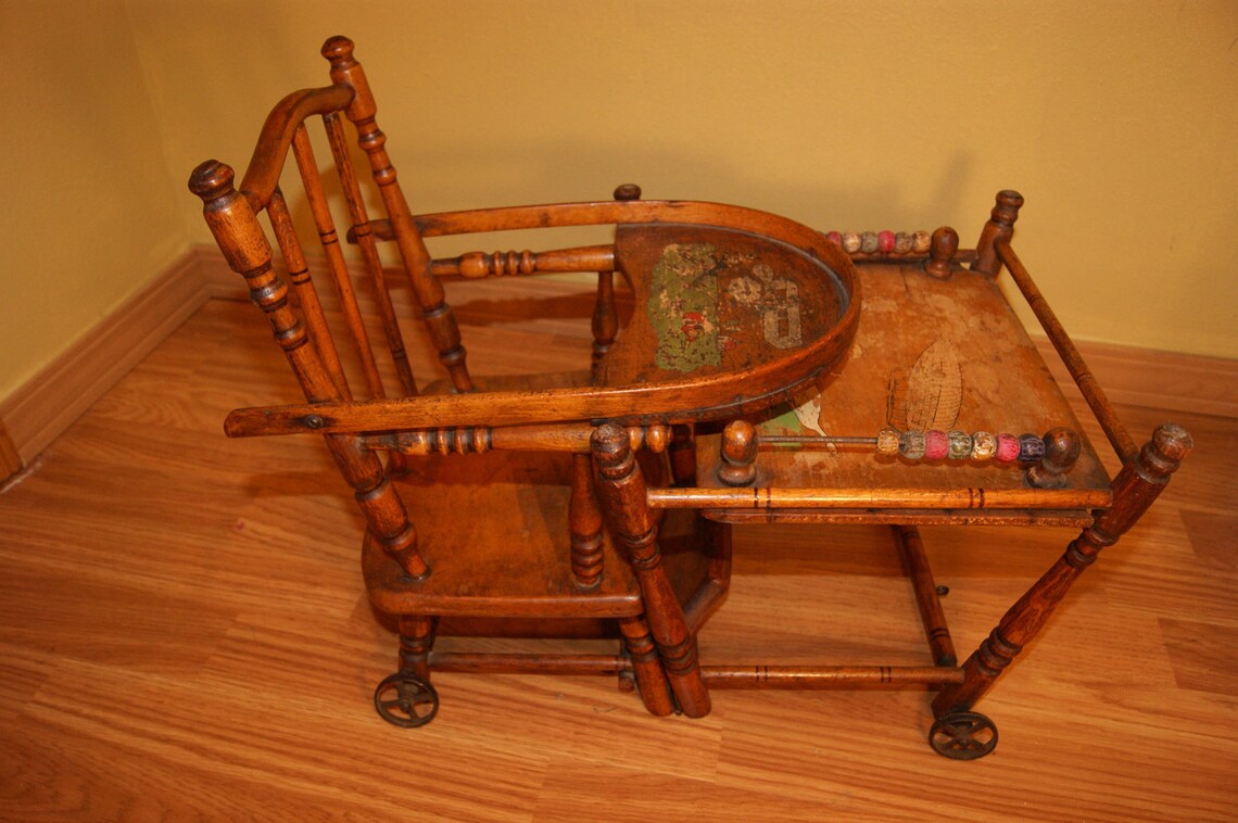 SALE Antique Doll High Chair Convertible Etsy