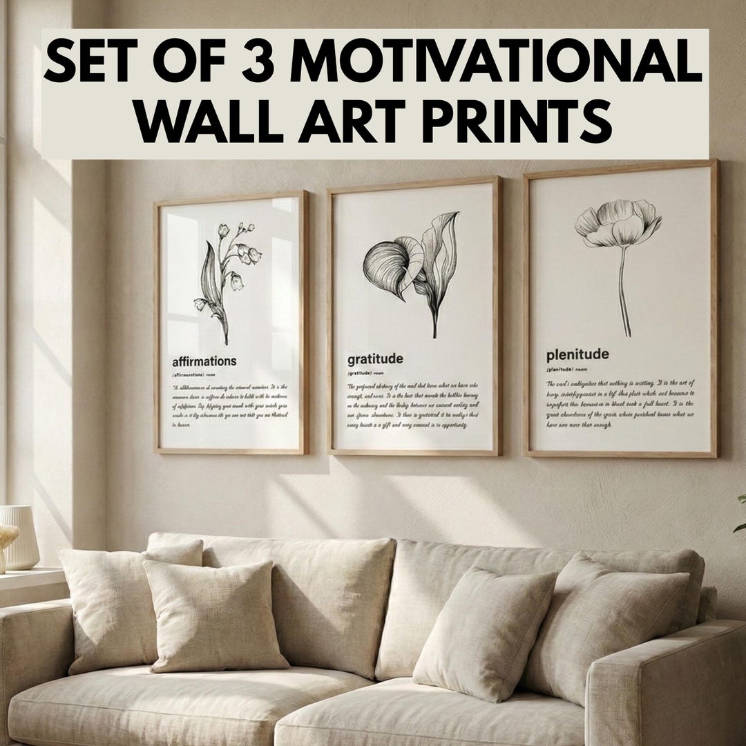 Inspirational Quotes | Set of 3 Motivational Wall Art Prints PDF PNG ...
