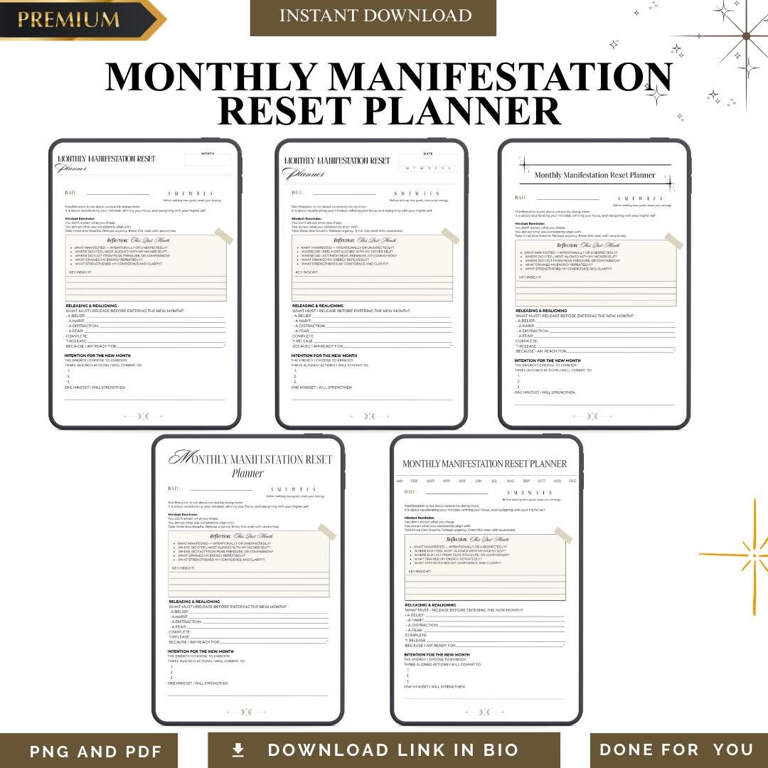 New Month Intention Reboot PNG PDF 30 Day Goal Alignment Audit Sheet ...
