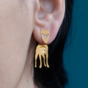 Cane Corso Earrings, Gold Ear Jacket, Gold Dog Breed Earrings, Dog Ear Jacket, Front Back Earrings, Dog Lovers Gift, Gold Cane Corso Jewelry