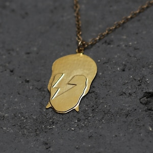 David Bowie Necklace, Ziggy Stardust Necklace, Bowie Face Jewelry, Rock n Roll, David Robert Jones Sign Symbol, Bowie Logo, Aladdin Sane