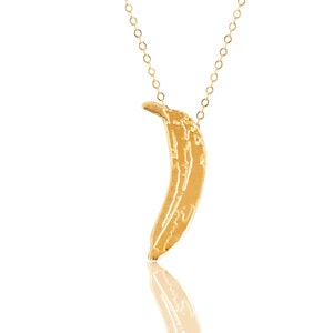 Gold Banana Necklace, Fruit necklace, Tropical Fruit, Andy Warhol Banana, Banana Pendant, Banana Jewelry, Banana Icon, Banana Accessories