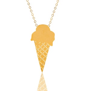 Ice Cream Charm Necklace, Gold Cone Pendant, Golden Ice Cream Jewelry, Summer Jewelry, Sweet Treat Jewelry, Fun Accessories, Playful Jewelry