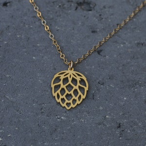 Gold Pine Tree Necklace, Pine cone Necklace, Delicate Acorn Charm, Gift for Women, Gift for Her, Best Friends Gift, Flat Pine Cone Pendant