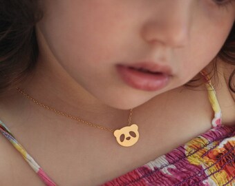 Panda Bear Necklace, Girls Necklace, Children&#39;s Necklace, Kids Necklace, Gold Panda Charm, Birthday Gift for Girls, Cute Panda Jewelry