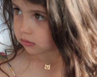 Cat Necklace For Girls, Tiny Cat Necklace, Cat Jewelry, Cat Lover Gift, Girls Necklace, Birthday Gift for Kids, Pet Jewelry, Gold Cat Charm
