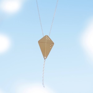 Kite Necklace, Long Flying Kite, Gold Kite Pendant, Kite Charm, Kite Jewelry, Kiting Jewelry, Holidays Gift for Women, Freedom Kite Necklace
