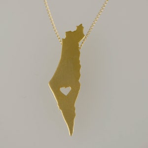 Gold Israel Karte Halskette, I Herz Israel Charme, ich liebe Israel, Made in Israel, Israel Schmuck, Gold Israel Karte Anhänger, Souvenir aus Israel