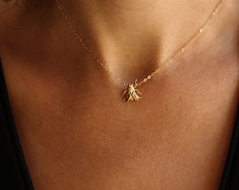 Gold Fly Necklace, Tiny Fly charm, Insect Jewelry, Insect Necklace, Bug Necklace, Fly Jewelry, Bug Jewelry, Fly Jewellery, Unique Necklace