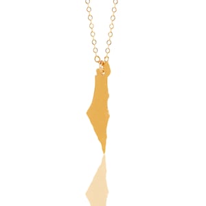 Collar de oro con el mapa de Israel, dije pequeño de Israel, collar con la frase "Amo a Israel", joyería israelí, colgante de Israel, recuerdo de Israel, regalo israelí