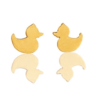 Gold Rubber Duck Earrings, Cute Duck Studs, Duck Jewelry, Rubber Duck Jewelry, Rubber Duck Studs, Cute Girls Earrings, Teen Girls Earrings