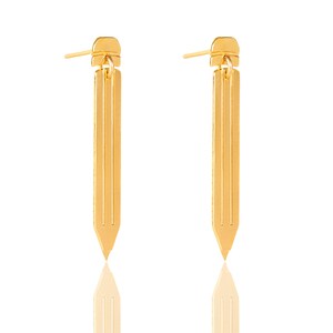 Back to School Gift, Gold Pencil Earrings, Pencil Jewelry, Long Earrings, Gift for Student, Graduation Gift,  Teacher Gift ,Artist Jewelry