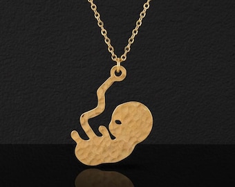 Gold Fetus Necklace, Pregnancy Announcement Jewelry, Mom to Be Gift, Expecting Mom Pendant, Doula Gift, Expecting Mother, Baby Announcement