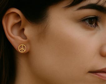PEACE-stekers, gouden vredesoorbellen, minimalistische vredestekens, vredesteken sieraden, vredessymbool, eenvoudige minimale oorbellen, alledaagse oorbellen