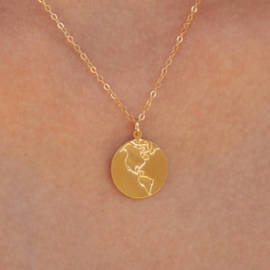 Gold Earth Necklace, Earth Jewelry, Globe Necklace, Traveler Gift, World Necklace, Science Necklace, Planet Earth, Best Seller Necklace