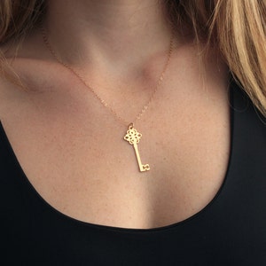 Gold Key Necklace, Vintage Inspired Jewelry , Key Chain, Key Charm Necklace , Everyday Necklace , Key Jewelry , Key Pendant ,Key to My Heart