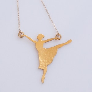 Gold Ballerina Necklace, Ballet Jewelry, Dancer Silhouette Necklace, Dance Lover Gift, Ballerina Silhouette, Ballerina Jewelry, Ballet Charm