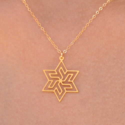 14K Gold Jewish Star of David Judaica Necklace - Etsy