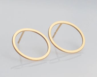 Gold Circle Earrings, Circle Stud Earrings, Hoop Posts, Hoop Studs, Geometric Earrings, Open Circle Studs, Simple Everyday Earrings