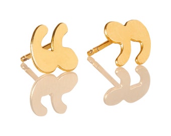 Gouden citaatstekers, citatenoorbellen, aanhalingstekens oorbellen, woordoorbellen, citaatposten, quote-sieraden, interpunctieoorbel, afstudeercadeau