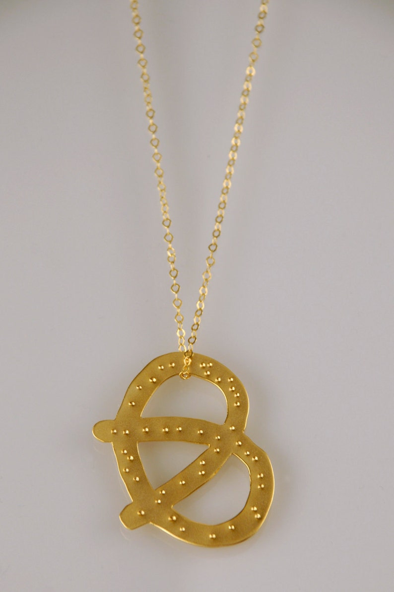 Gold Pretzel With Salt Necklace Gold Bagel Charm Necklace | Etsy