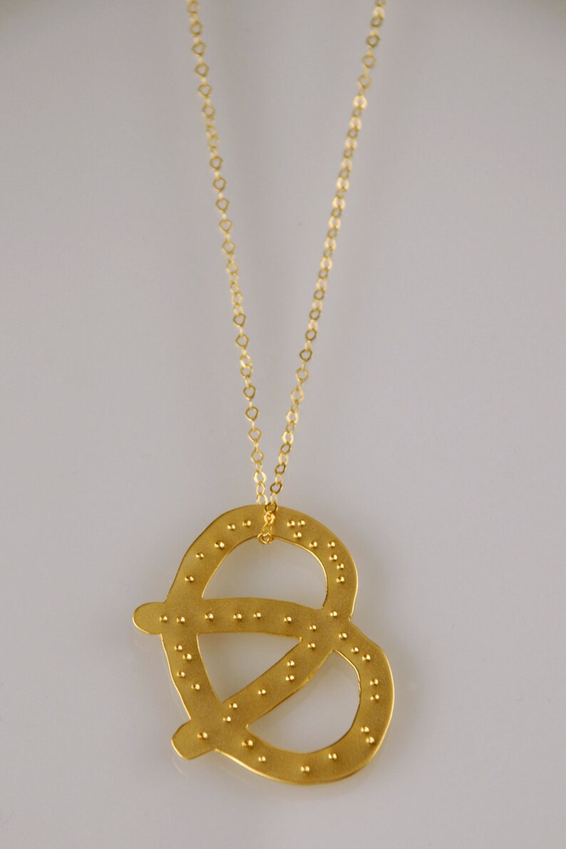 Gold Pretzel With Salt Necklace Gold Bagel Charm Necklace Etsy
