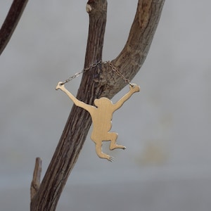 Gold Chimpanzee Monkey Necklace, Chimpanzee Charm, Monkey Pendant, Monkey Jewelry, Gold Animal Necklace, Chimpanzee Jewelry, Monkey Charm